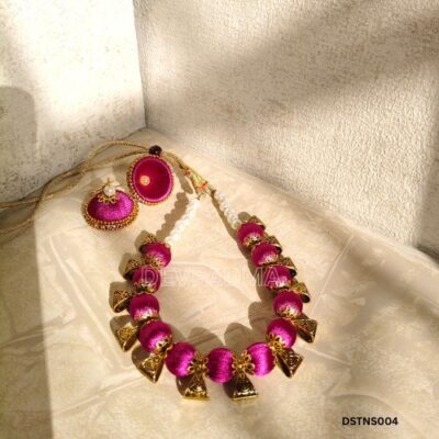 Royal Magenta Silk Thread Necklace Set