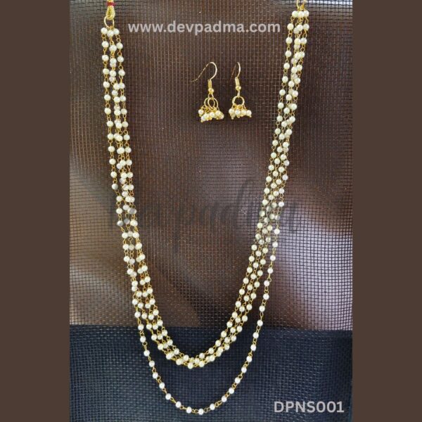 Royal 4-Layer Pearl Mala Set with Earrings