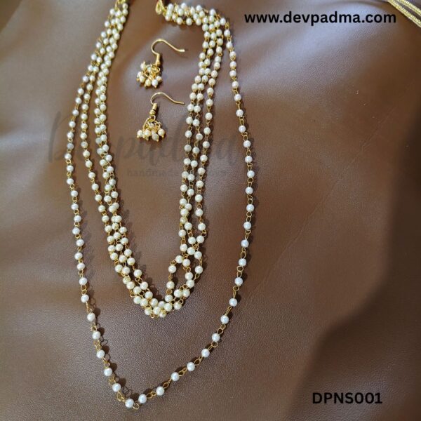 Royal 4-Layer Pearl Mala Set with Earrings - Image 2