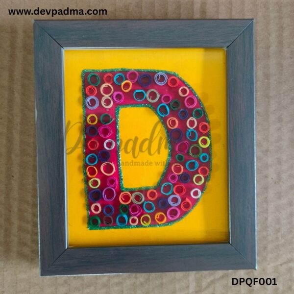 Handcrafted Quilling Art – Framed Initial “D” Wall Decor - Image 2