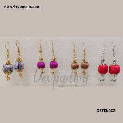 Handmade Silk Thread Ball Earrings – Set of 4 Elegant Pairs