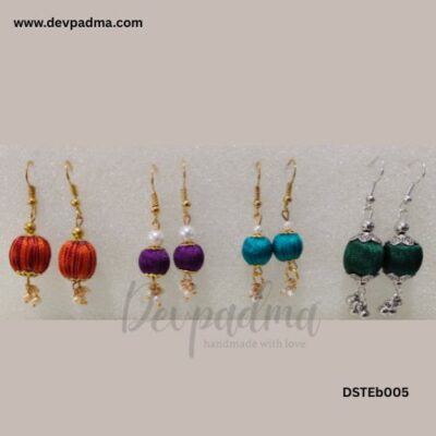 Vibrant Silk Thread Earrings – Set of 4 Pairs