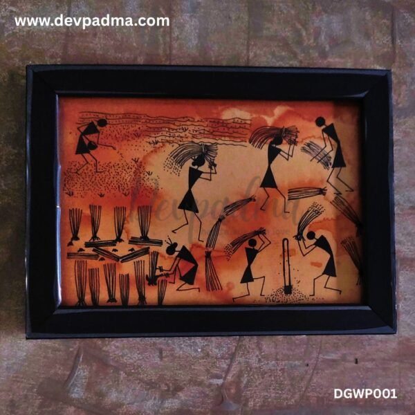 Handcrafted Warli Art Frame – Harvest Scene - Image 2