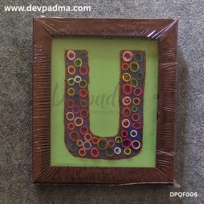 Handcrafted Quilling Initial "U" Wall & Desk Frame