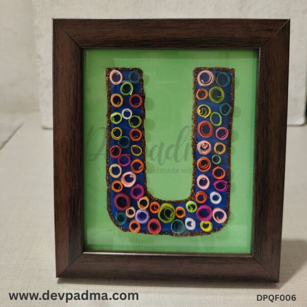 Handcrafted Quilling Initial "U" Wall & Desk Frame - Image 3