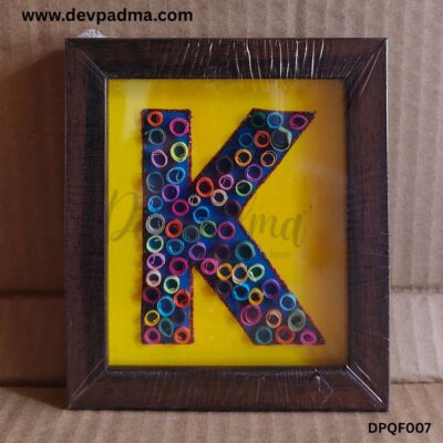 Handcrafted Quilling Initial "K" Wall & Desk Frame
