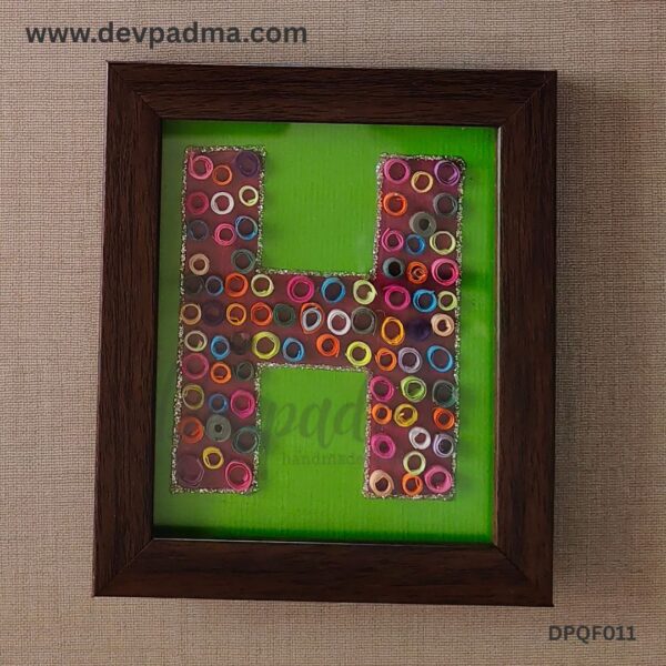 Handcrafted Quilling Initial "H" Wall & Desk Frame