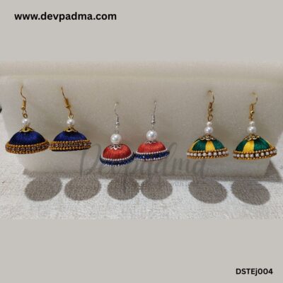 Silk Thread Jhumka Earrings - Set of 3 Pairs