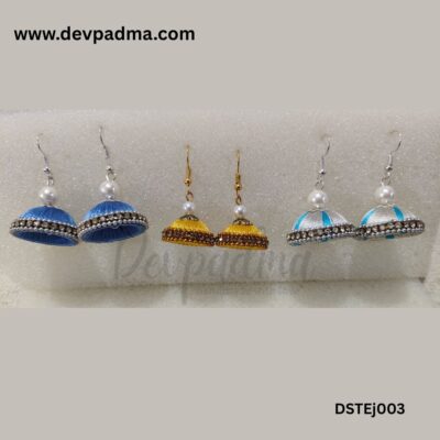 Silk Thread Jhumka Earrings – Set of 3
