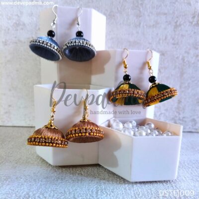 Trendy Silk Thread Jhumka Earrings – Set of 3 Unique Pairs