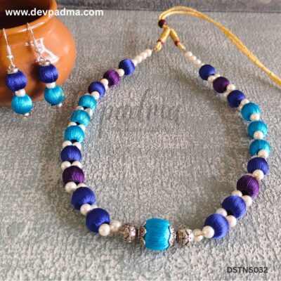 Ocean Hues Silk Thread Necklace Set