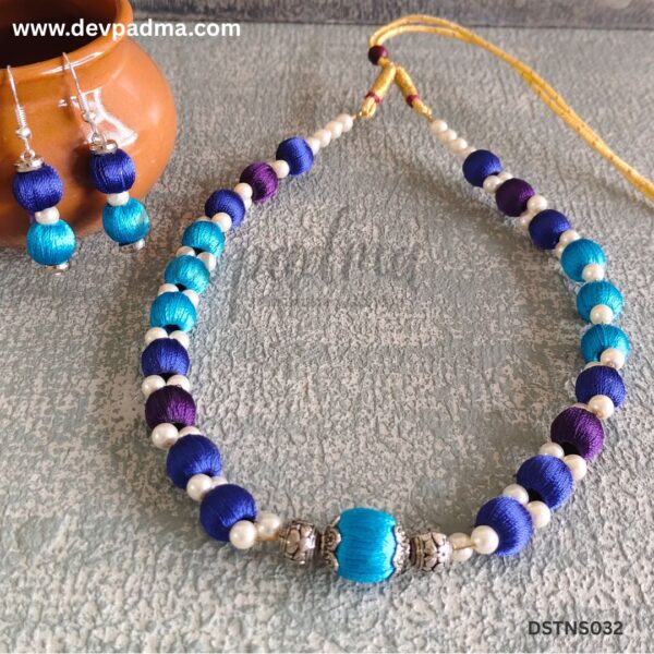 Ocean Hues Silk Thread Necklace Set