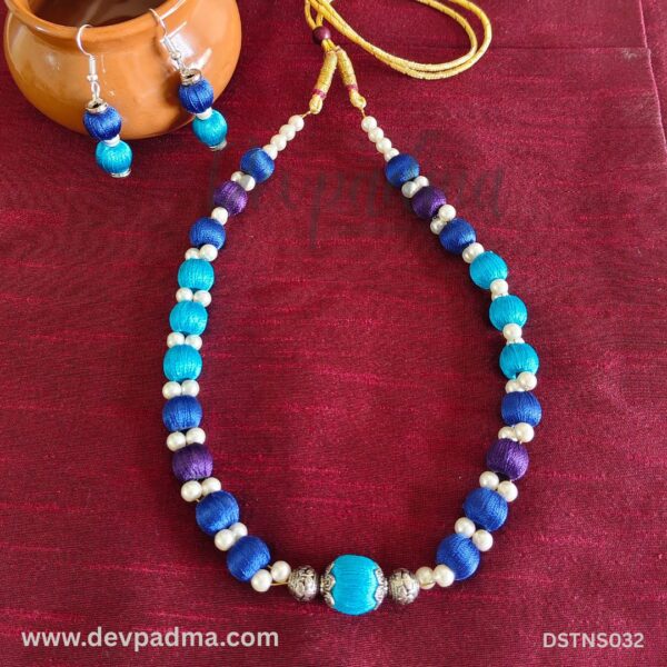 Ocean Hues Silk Thread Necklace Set - Image 2