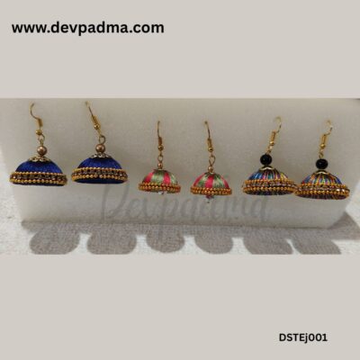 Silk Thread Jhumka Earring Set – Combo of 3 Pairs