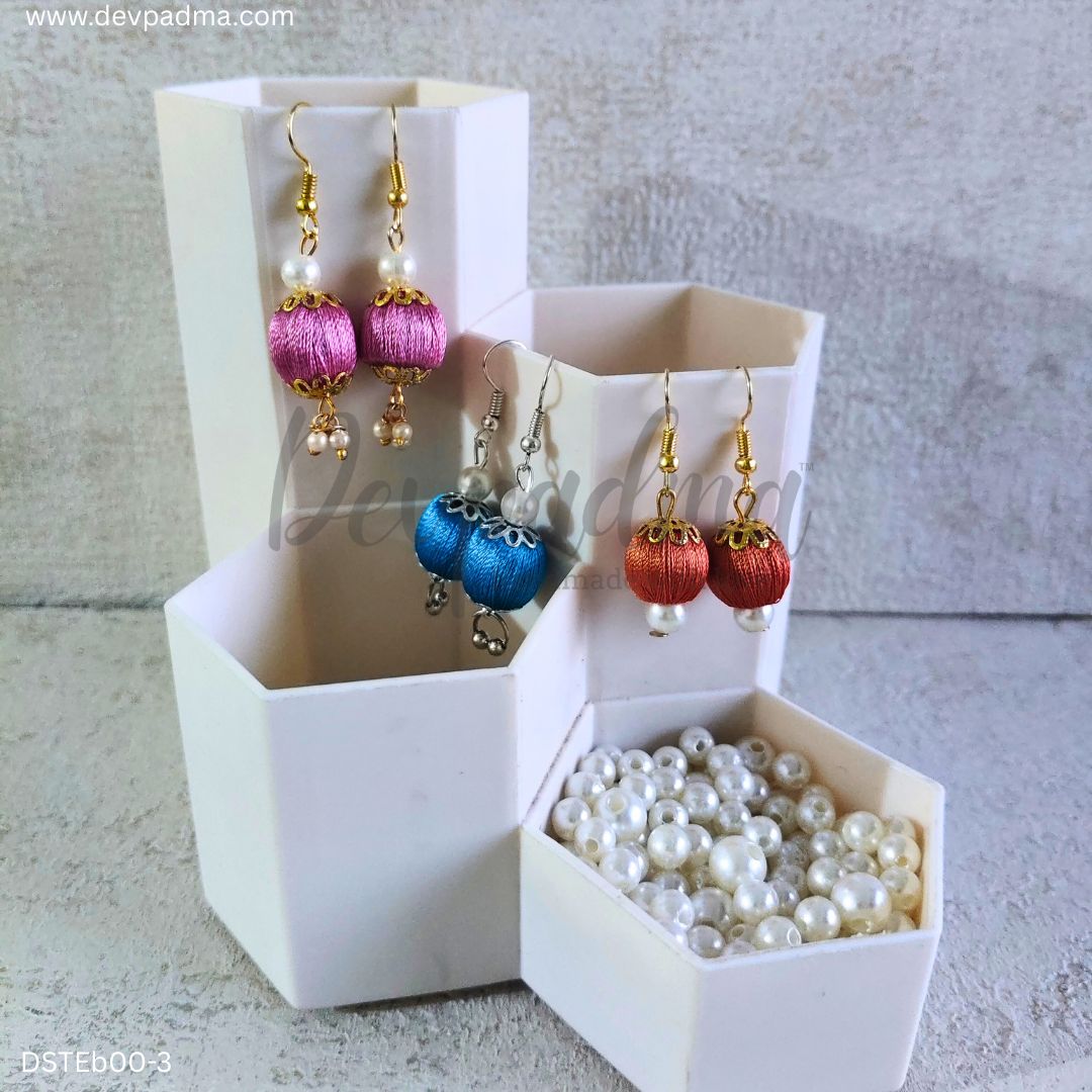 Handmade Silk Thread Earrings – Combo of 3 - Image 3