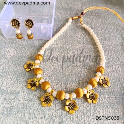 Pearl Silk Thread Jewellery Set